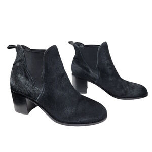 Sam Edelman Chelsea Bootie 7.5 Women Justin Black Brahma Hair Leather Calf Fur *